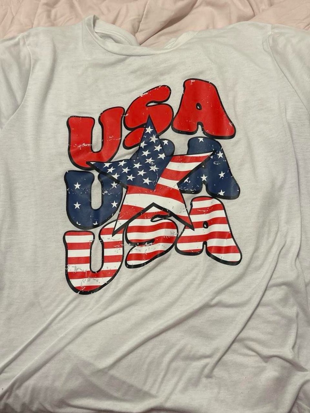 SHEIN Red White Blue USA Graphic Short-Sleeve Tee
